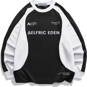 Aelfric Eden Oversized Graphic Sweatshirt for Women Contrast Color Crewneck Long Sleeve Tops Casual Pullover