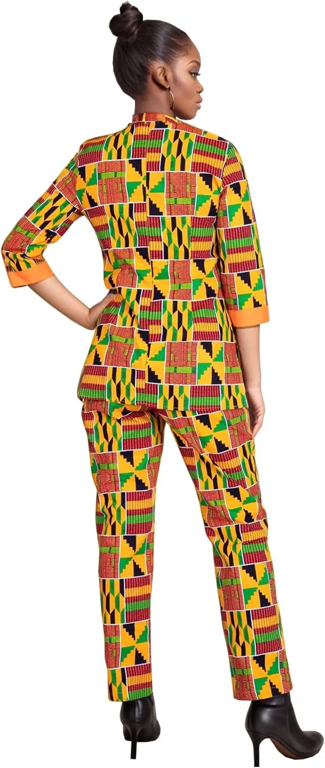 African Suit for Women Print Wax Plus Sizx 2 Piece of Top and Pant Sets Fashion Women in African Clothing