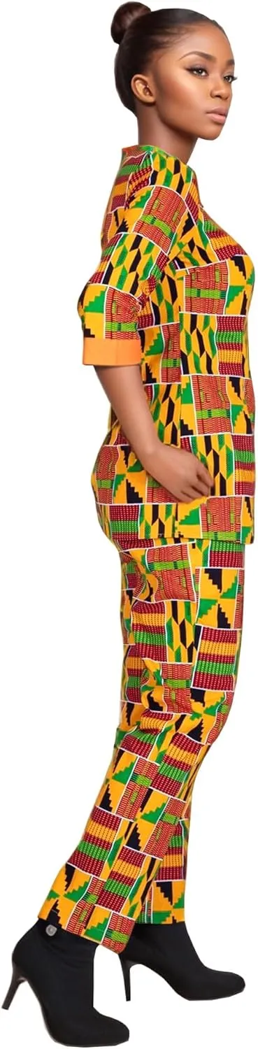 African Suit for Women Print Wax Plus Sizx 2 Piece of Top and Pant Sets Fashion Women in African Clothing