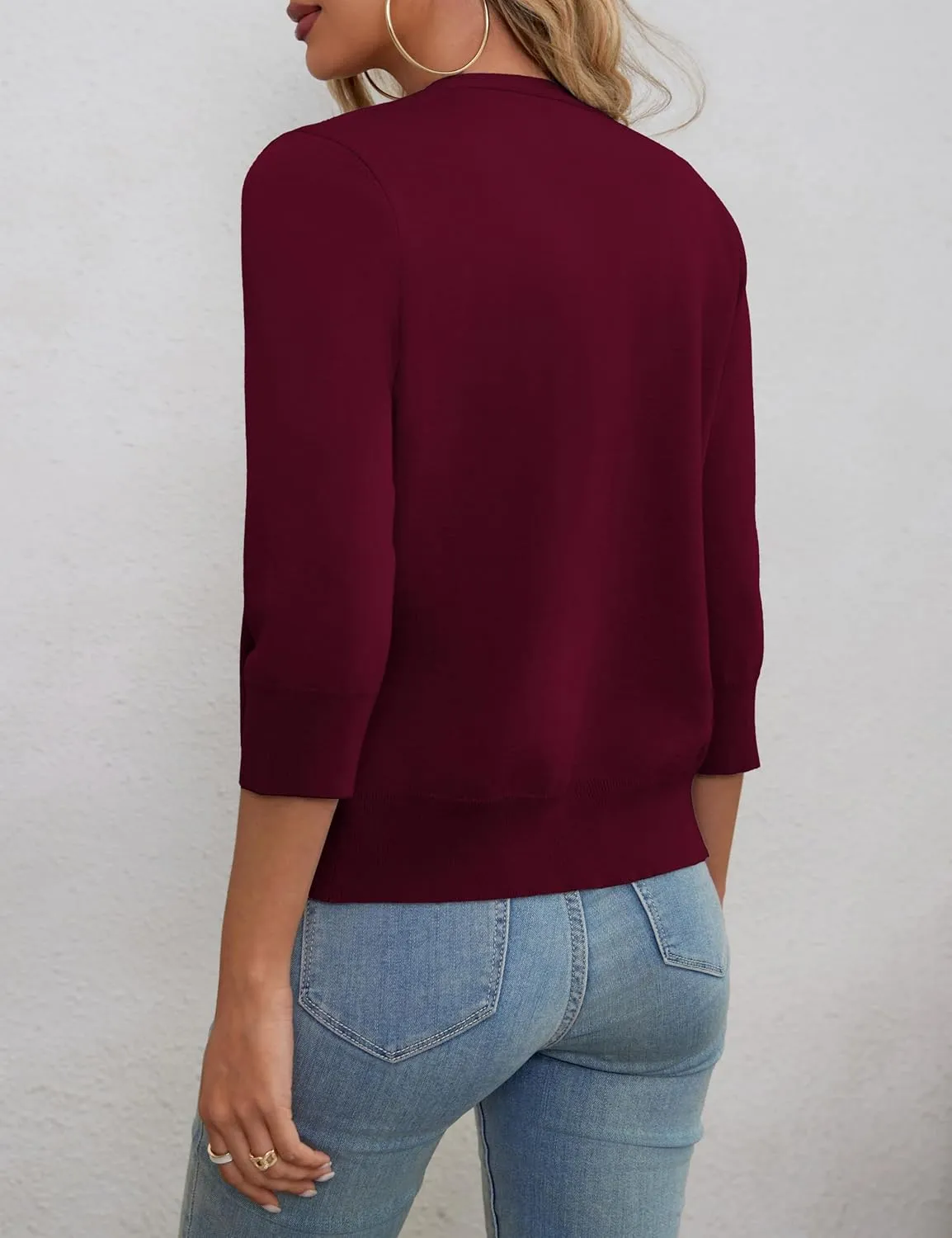 a.Jesdani Women's 3/4 Sleeve Shrugs Open Front Cropped Sweater Cardigan