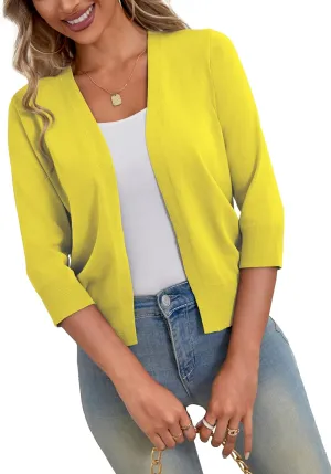 a.Jesdani Women's 3/4 Sleeve Shrugs Open Front Cropped Sweater Cardigan