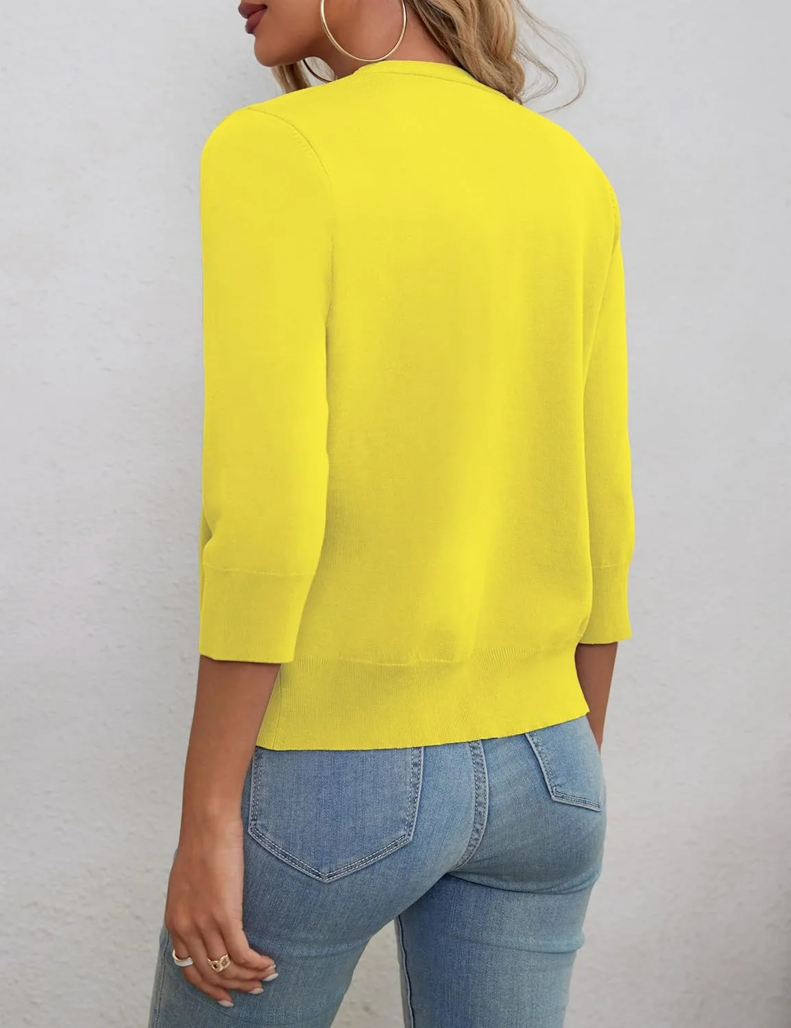 a.Jesdani Women's 3/4 Sleeve Shrugs Open Front Cropped Sweater Cardigan