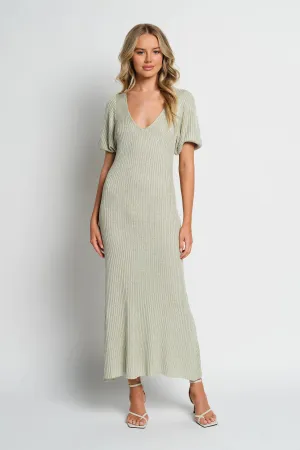 Amalfi Knit Midi Dress - Sage Green Marle