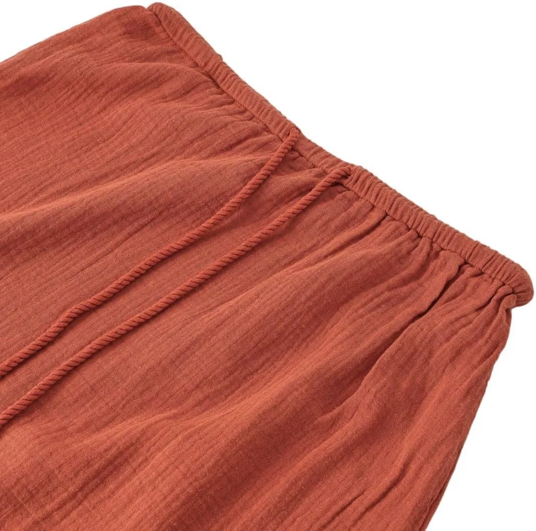 Amazhiyu Women's Crepe Cotton Gauze 2 Piece Skirt Sets Outfits Summer Lounge Wear