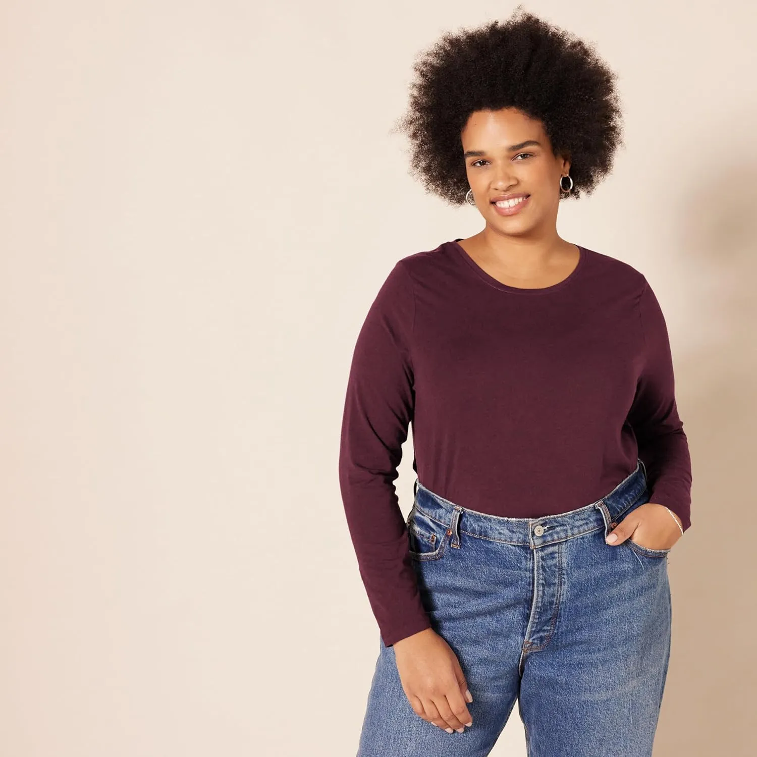 Amazon Essentials Women's Classic-Fit Long-Sleeve Crewneck T-Shirt (Available in Plus Size)