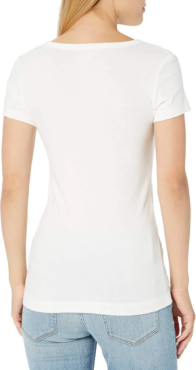 Amazon Essentials Women's Slim-Fit Cap-Sleeve Scoop Neck T-Shirt, Pack of 2