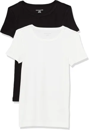 Amazon Essentials Women's Slim-Fit Short-Sleeve Crewneck T-Shirt, Pack of 2