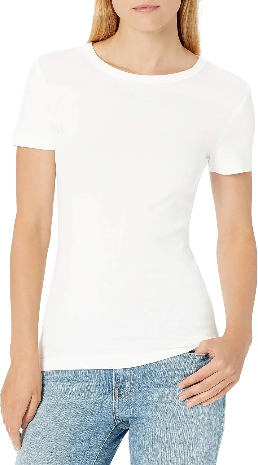 Amazon Essentials Women's Slim-Fit Short-Sleeve Crewneck T-Shirt, Pack of 2