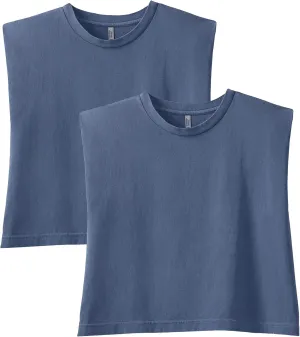 American Apparel Women's Heavyweight Cotton, Boxy, Cropped, and Garment Dyed Muscle T-Shirt, Style G307GD, 2-Pack