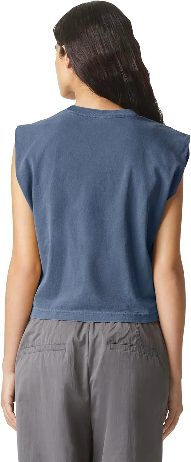 American Apparel Women's Heavyweight Cotton, Boxy, Cropped, and Garment Dyed Muscle T-Shirt, Style G307GD, 2-Pack