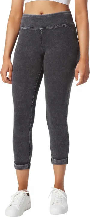 Andrew Marc Women's Faux Denim Cropped Legging, Regular and Plus Sizes