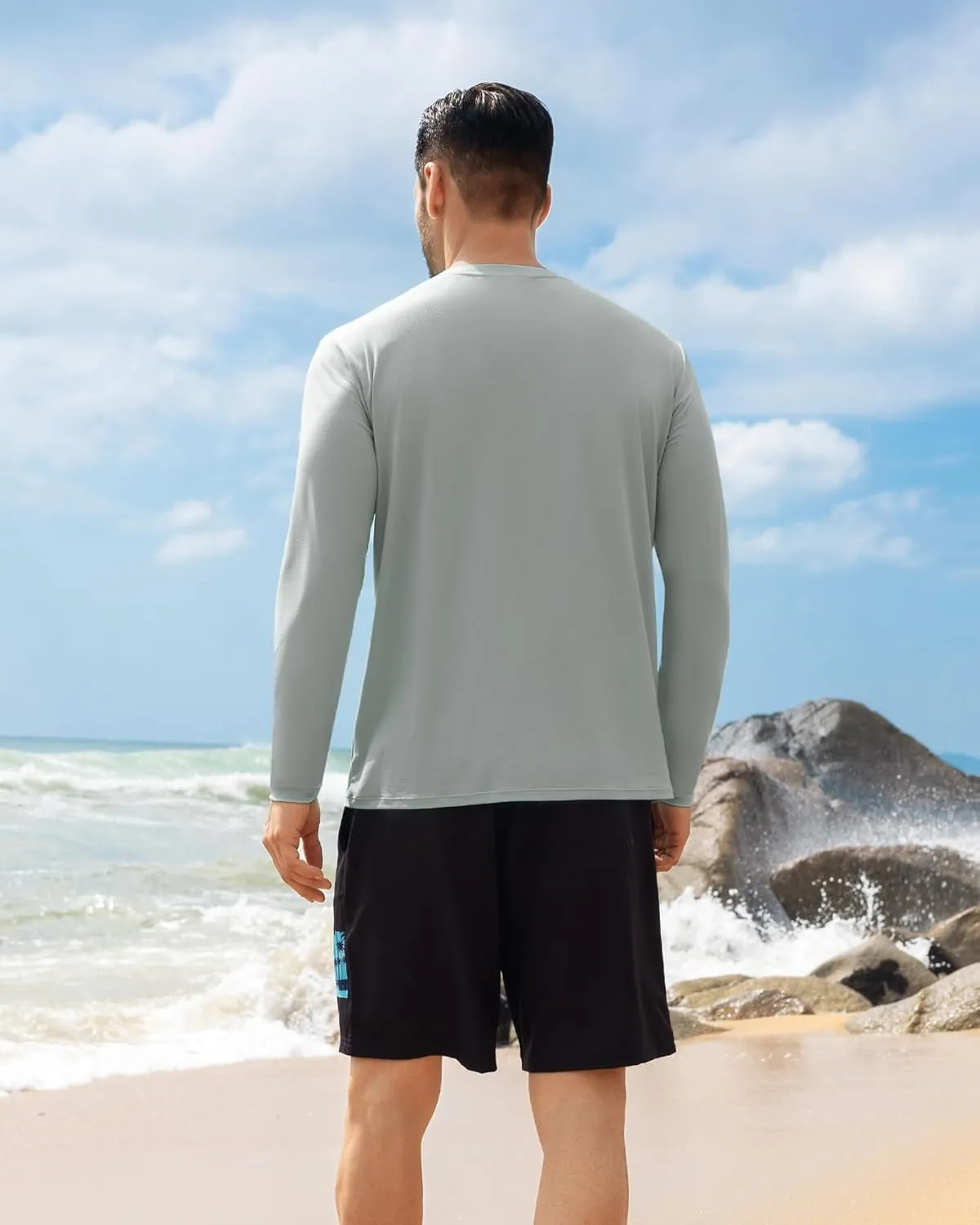 Angel season Men's Rash Guard Shirts UPF 50  Long Sleeve Swim Shirts Quick Dry UV Sun Protection Lightweight