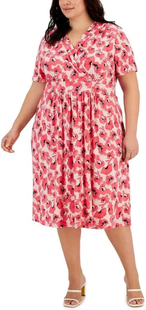 Anne Klein Womens Plus Office Knee-Length Wear to Work Dress Pink 3X