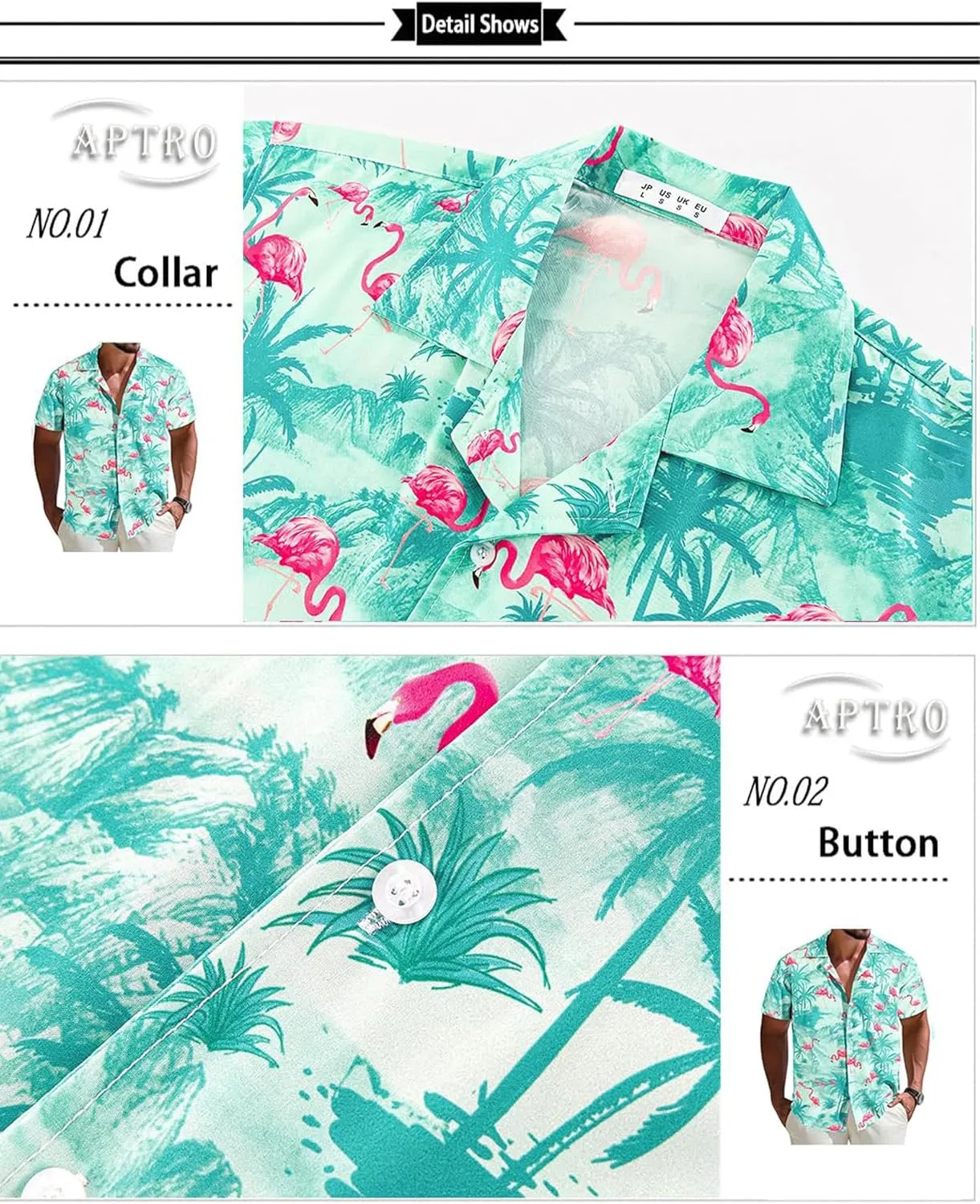 APTRO Men's Hawaiian Shirt Short Sleeve Tropical Vacation Button Down Beach Floral Palm Shirts
