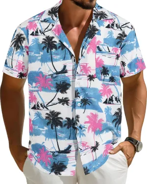 APTRO Men's Hawaiian Shirt Short Sleeve Tropical Vacation Button Down Beach Floral Palm Shirts