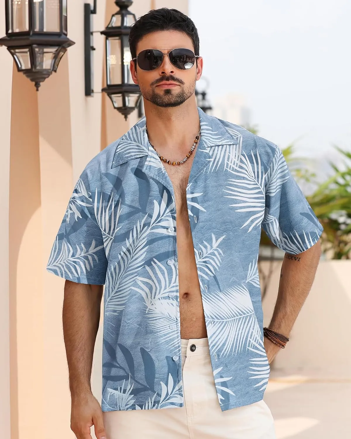 APTRO Men's Hawaiian Shirt Short Sleeve Tropical Vacation Button Down Beach Floral Palm Shirts