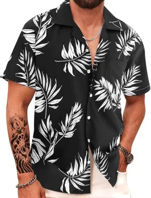 APTRO Men's Hawaiian Shirt Short Sleeve Tropical Vacation Button Down Beach Floral Palm Shirts