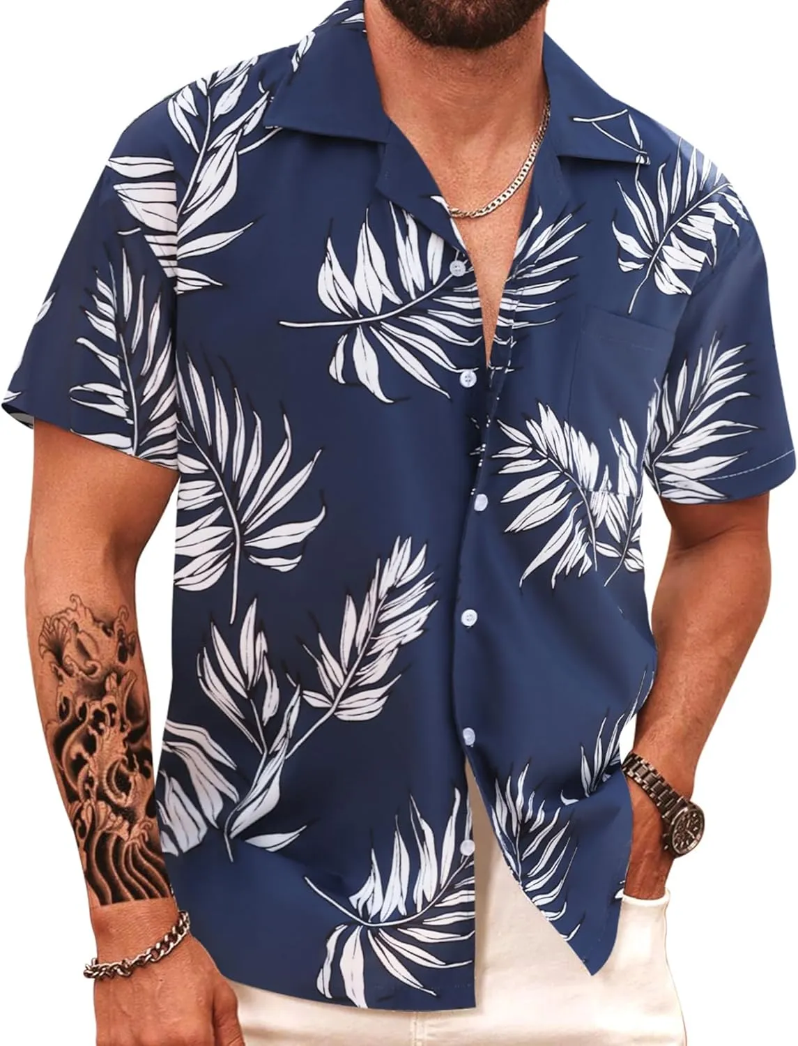 APTRO Men's Hawaiian Shirt Short Sleeve Tropical Vacation Button Down Beach Floral Palm Shirts