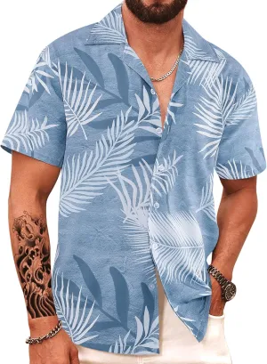 APTRO Men's Hawaiian Shirt Short Sleeve Tropical Vacation Button Down Beach Floral Palm Shirts
