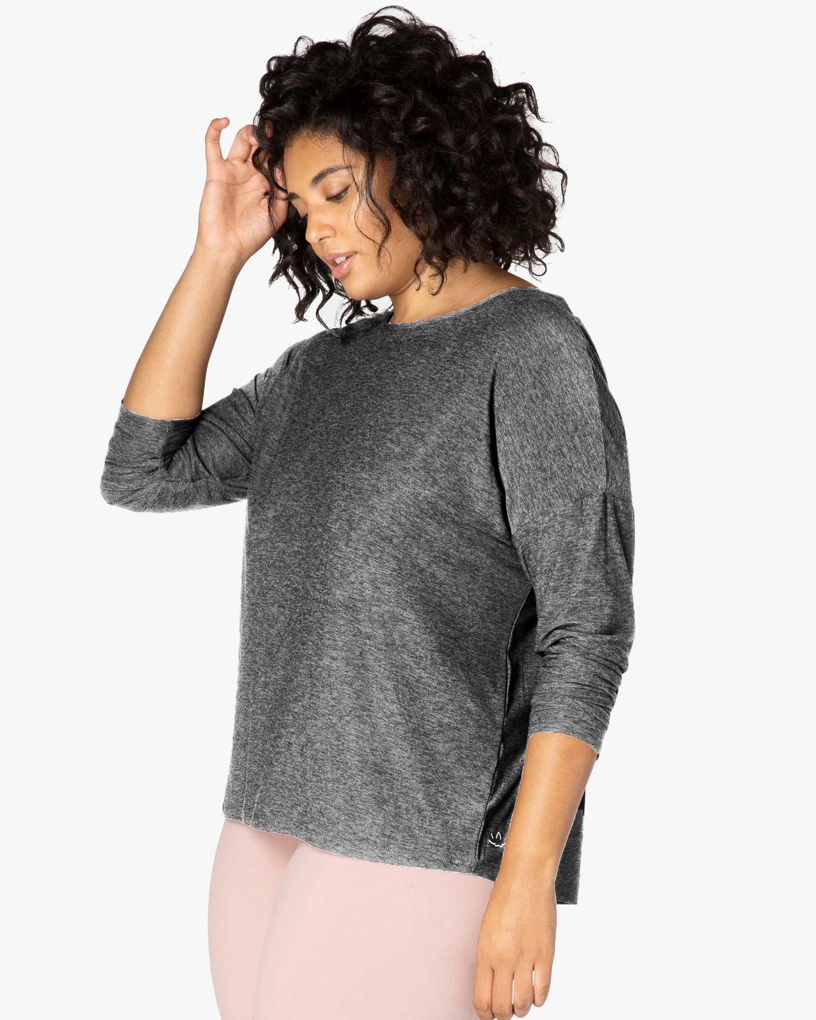 Aster Long-Sleeve Tee | Charcoal Grey / White