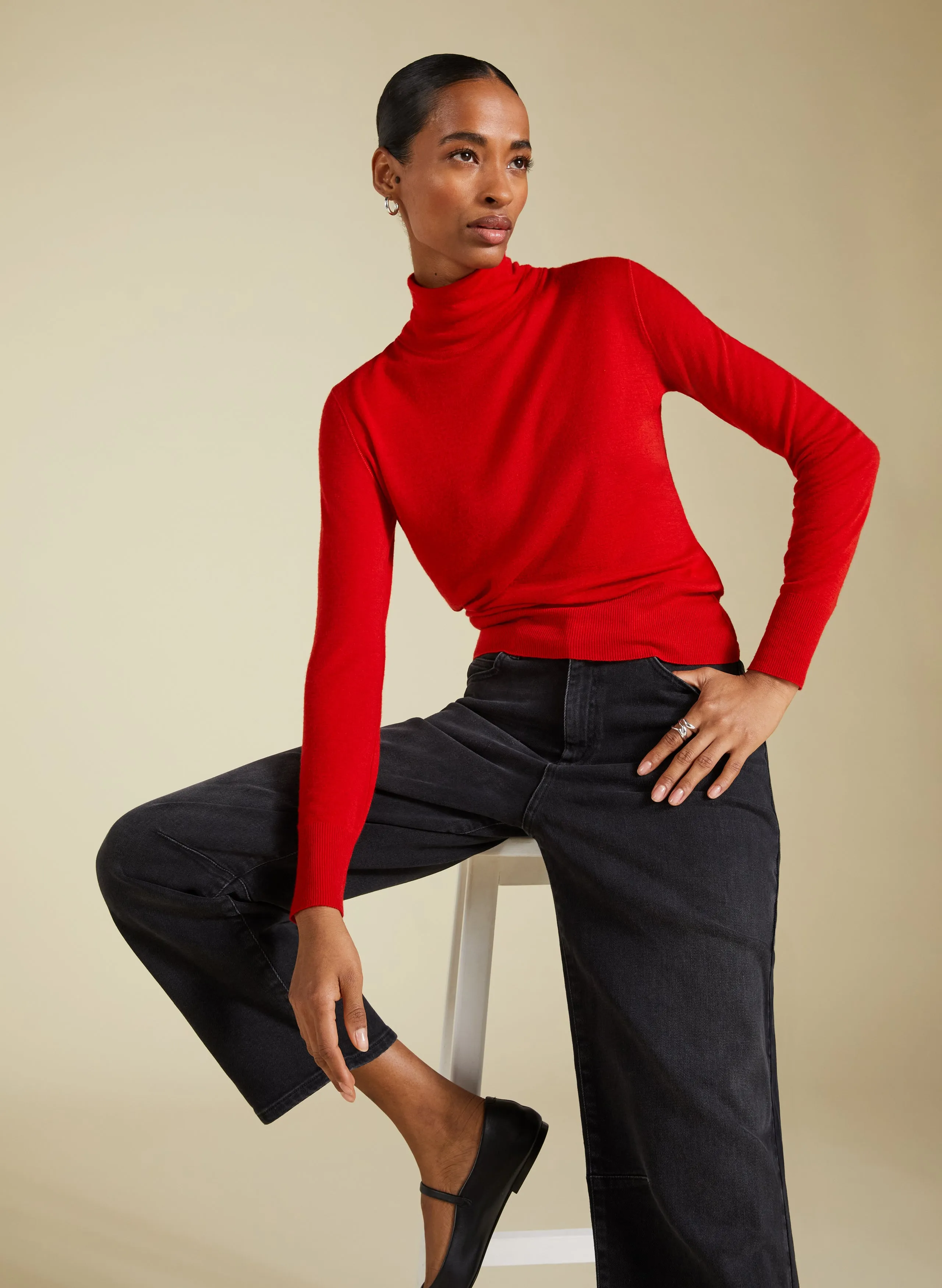 Augustina Semi Sheer Wool Blend Top