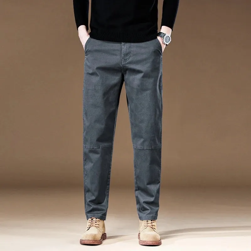Baggy Pants Men Loose Fit Casual Fashion Pockets Designer Khaki Gray Stretch High Quality Men's Trousers Clothing Kpop Big Size
