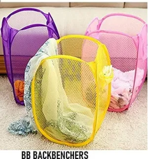 BB BACKBENCHERS Laundry Bag Foldable & Collapsible Basket ( pack of 3, multicolor )