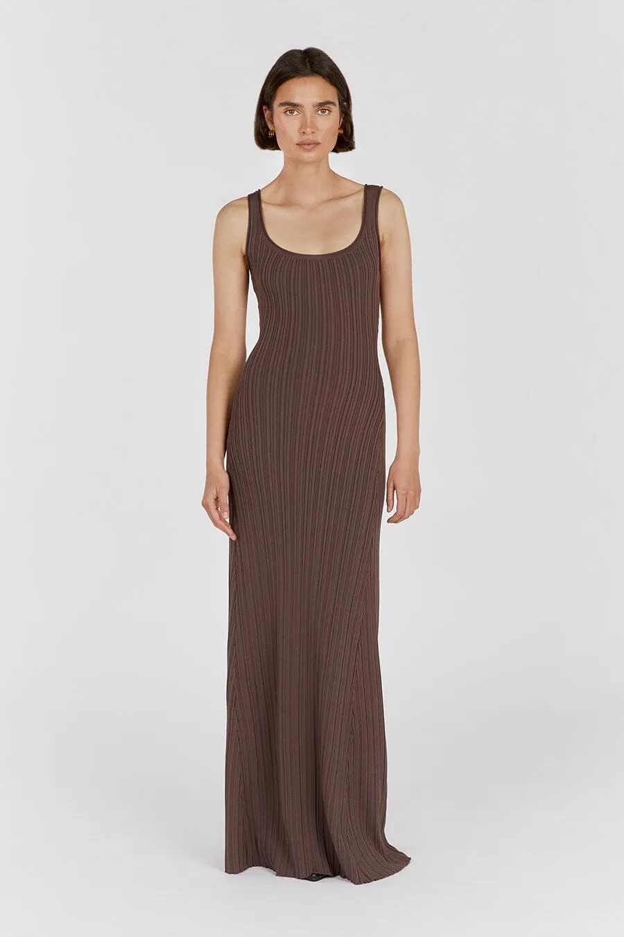BELLA COFFEE KNIT MAXI DRESS