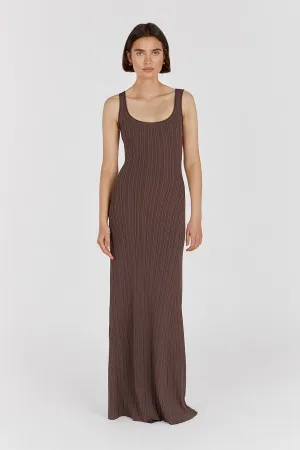 BELLA COFFEE KNIT MAXI DRESS