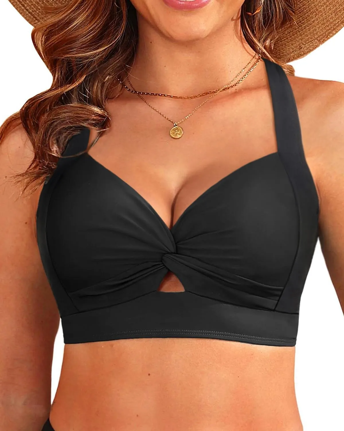 Bikini Tops for Women - Large Bust Swimsuit Top Only Knot Twist Full Coverage Bathing Suit 2025