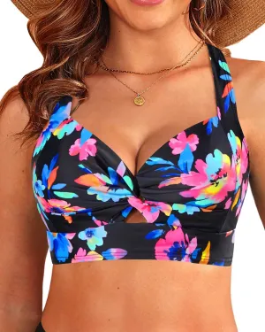 Bikini Tops for Women - Large Bust Swimsuit Top Only Knot Twist Full Coverage Bathing Suit 2025