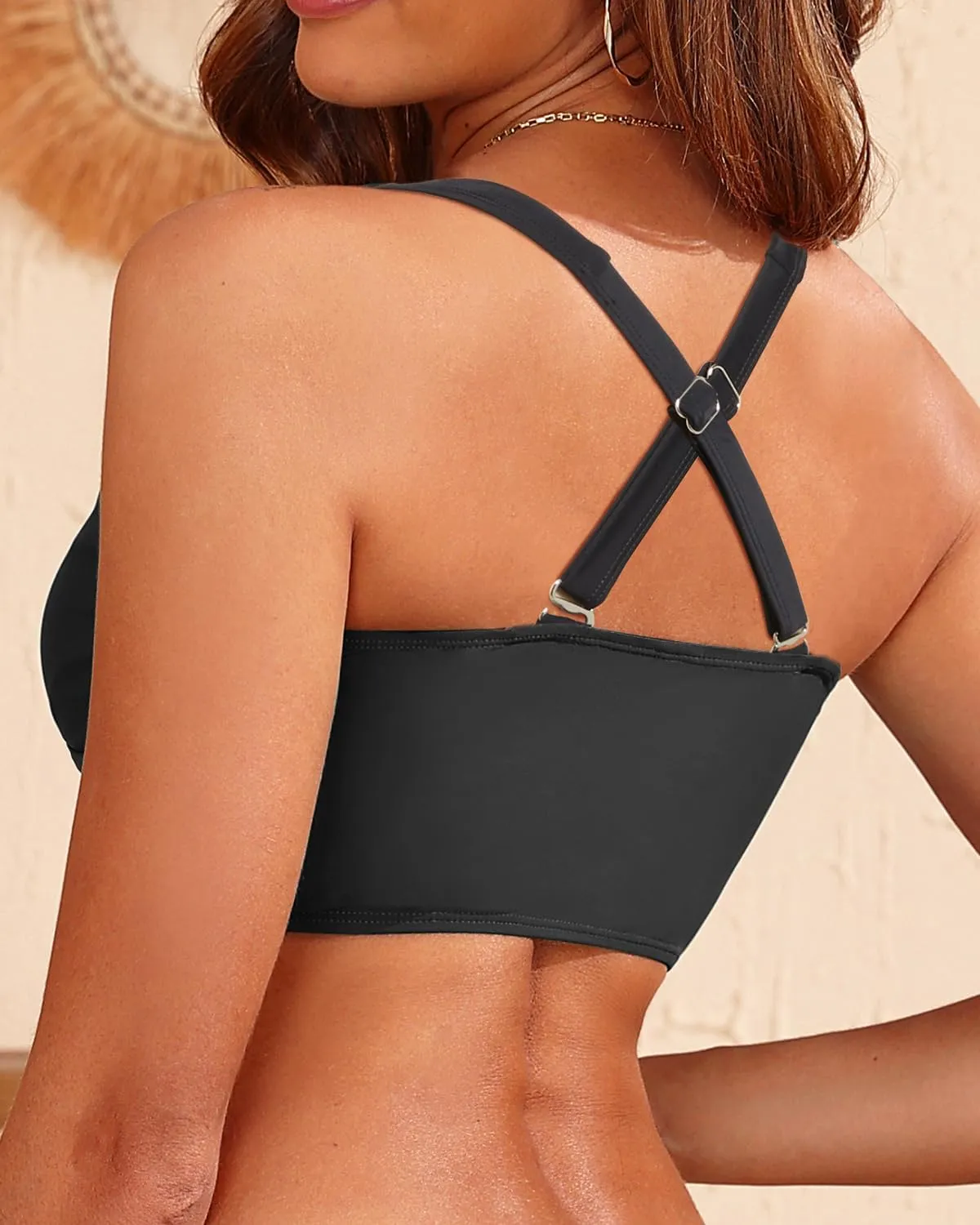 Bikini Tops for Women - Large Bust Swimsuit Top Only Knot Twist Full Coverage Bathing Suit 2025