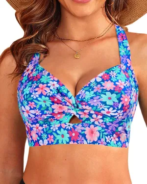 Bikini Tops for Women - Large Bust Swimsuit Top Only Knot Twist Full Coverage Bathing Suit 2025