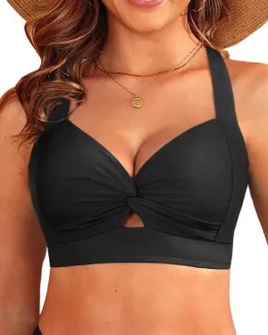 Bikini Tops for Women - Large Bust Swimsuit Top Only Knot Twist Full Coverage Bathing Suit 2025
