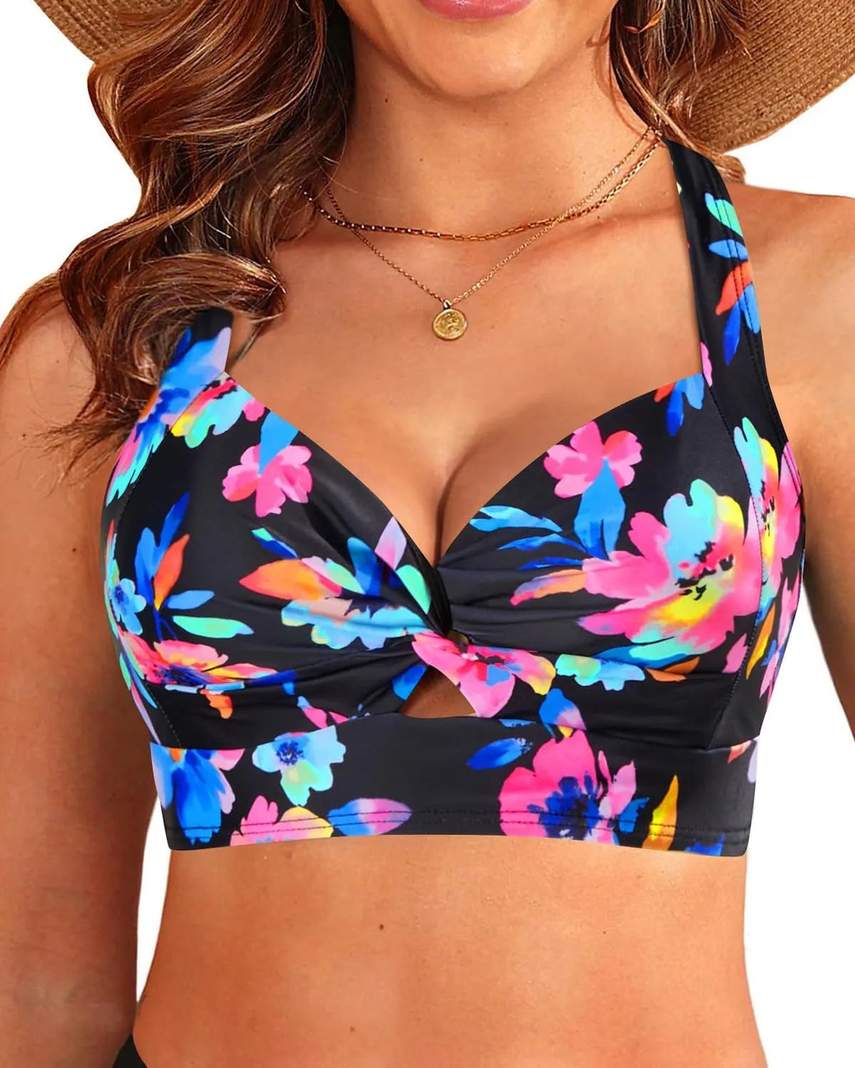 Bikini Tops for Women - Large Bust Swimsuit Top Only Knot Twist Full Coverage Bathing Suit 2025
