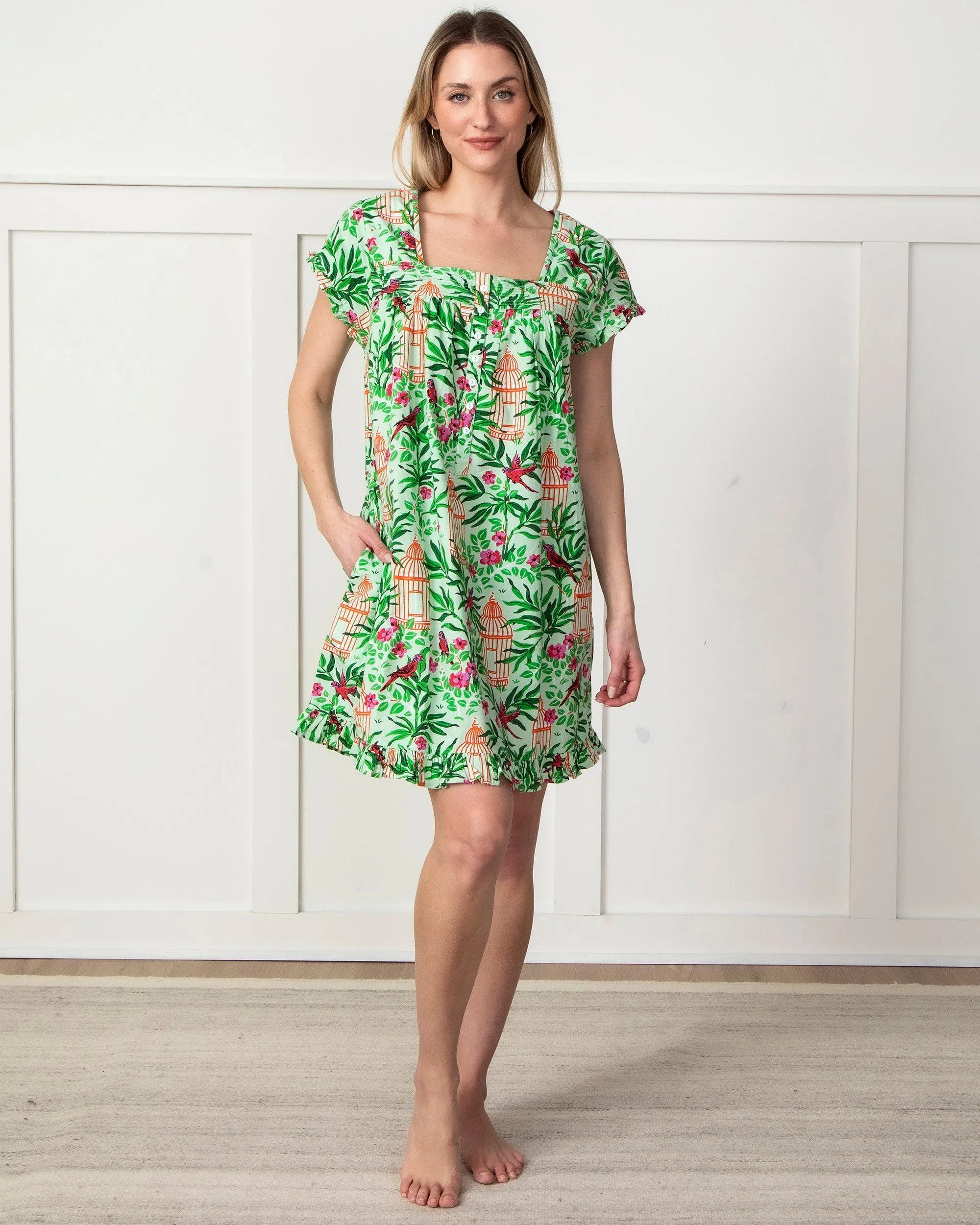Birds of a Feather - Pintuck Nightgown - Kiwi Slice