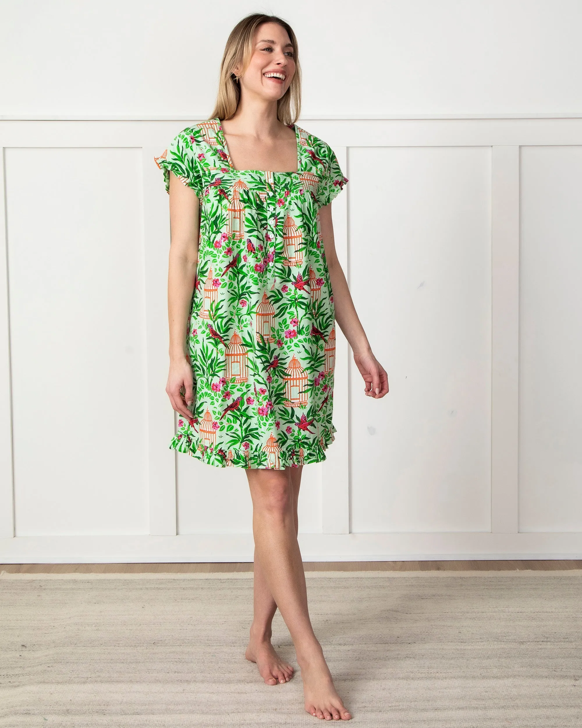 Birds of a Feather - Pintuck Nightgown - Kiwi Slice