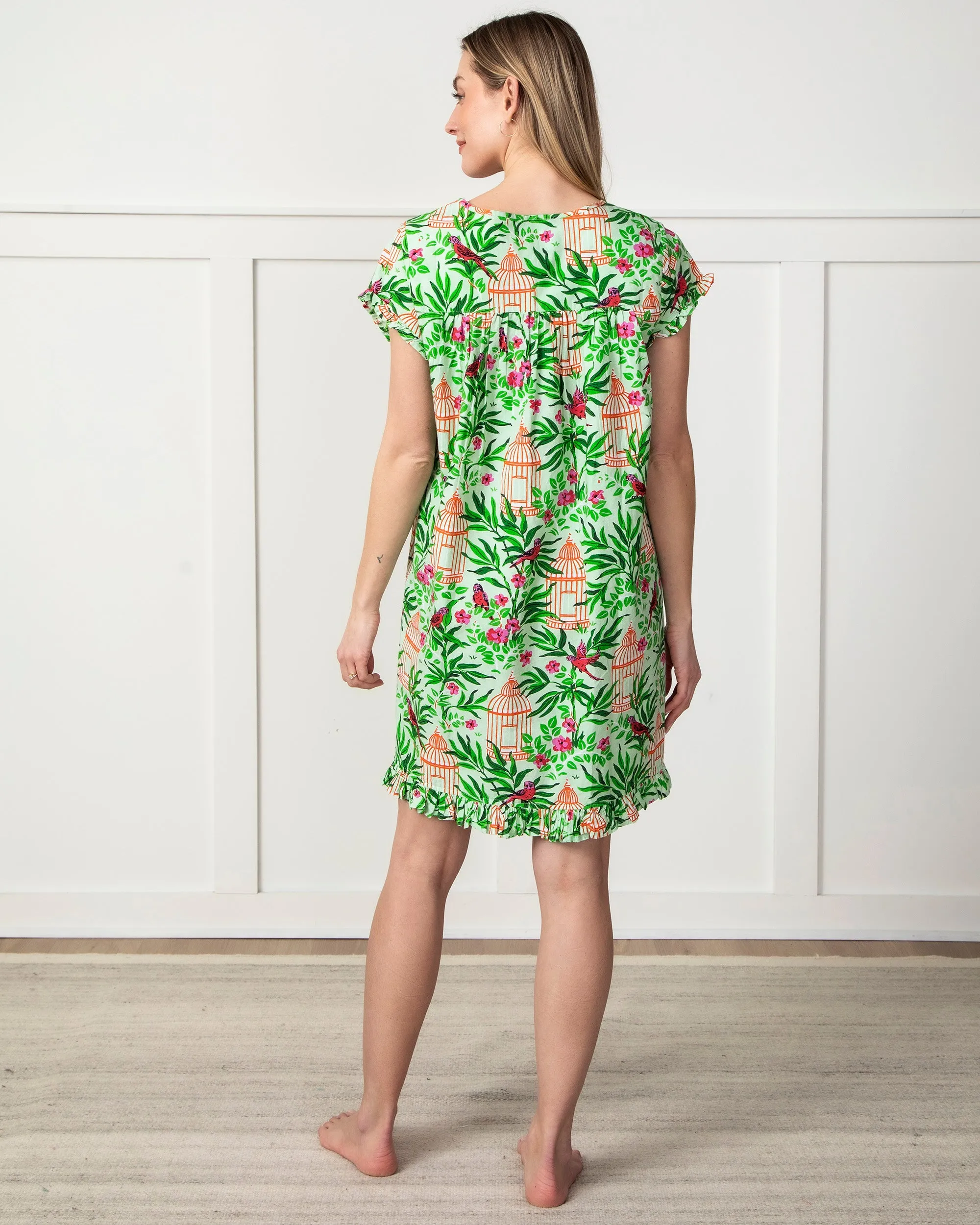 Birds of a Feather - Pintuck Nightgown - Kiwi Slice
