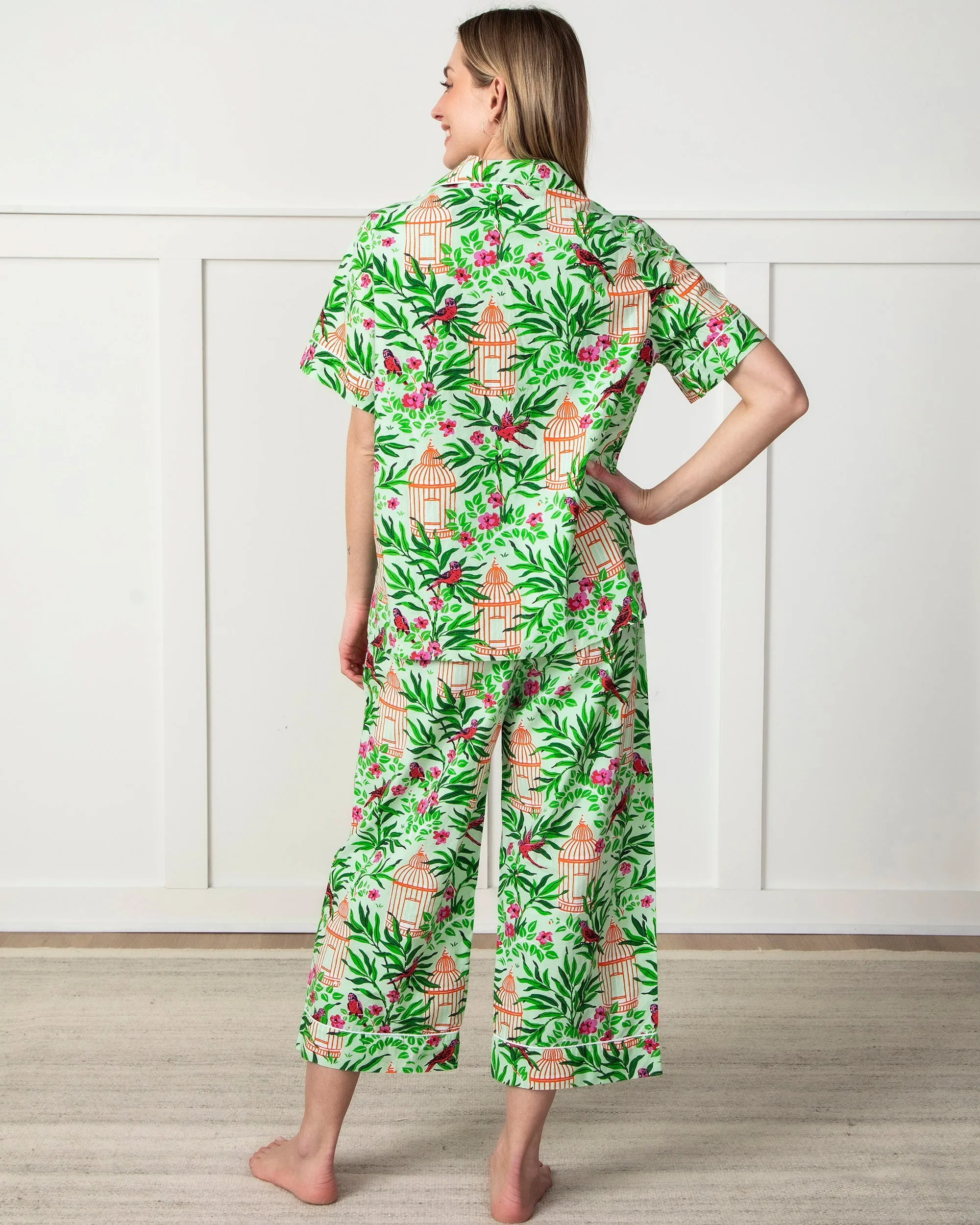 Birds of a Feather - Short Sleeve Top & Cropped Pants Set - Kiwi Slice