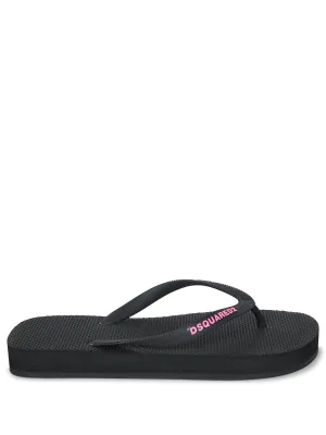 Black and Pink Rubber Flip-Flops