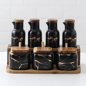 BLACK CERAMIC SPICE JARS