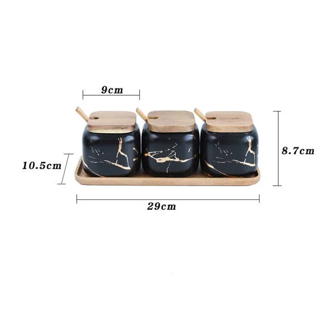 BLACK CERAMIC SPICE JARS