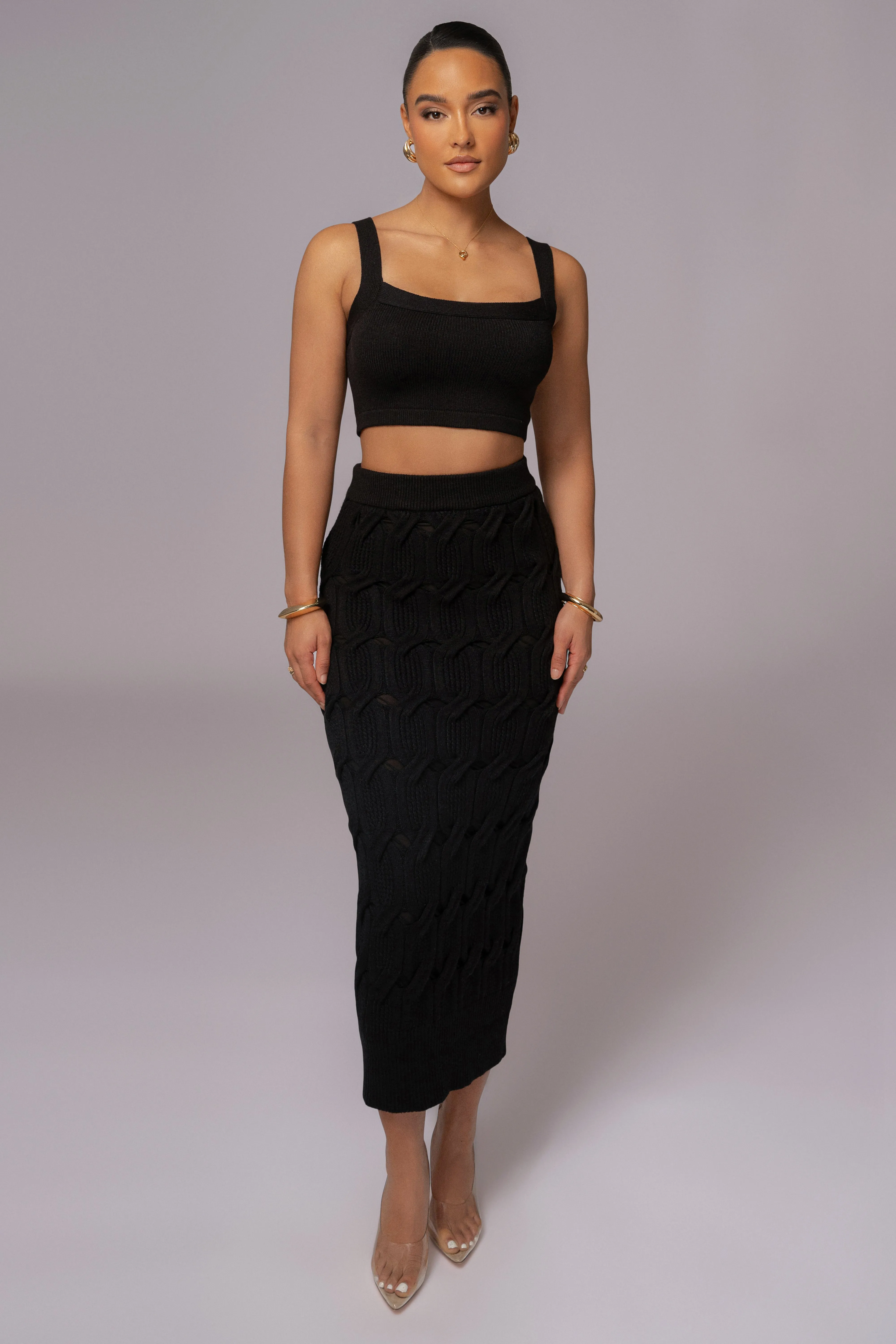 Black Darlah Knit Crop Top