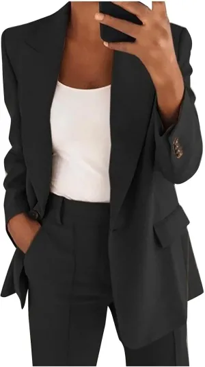 Blazer Sets Women 2 Piece Outfits Business Casual Outfits 2025 Dressy Casual Pant Suits Plus Size Wide Pants Suit Set