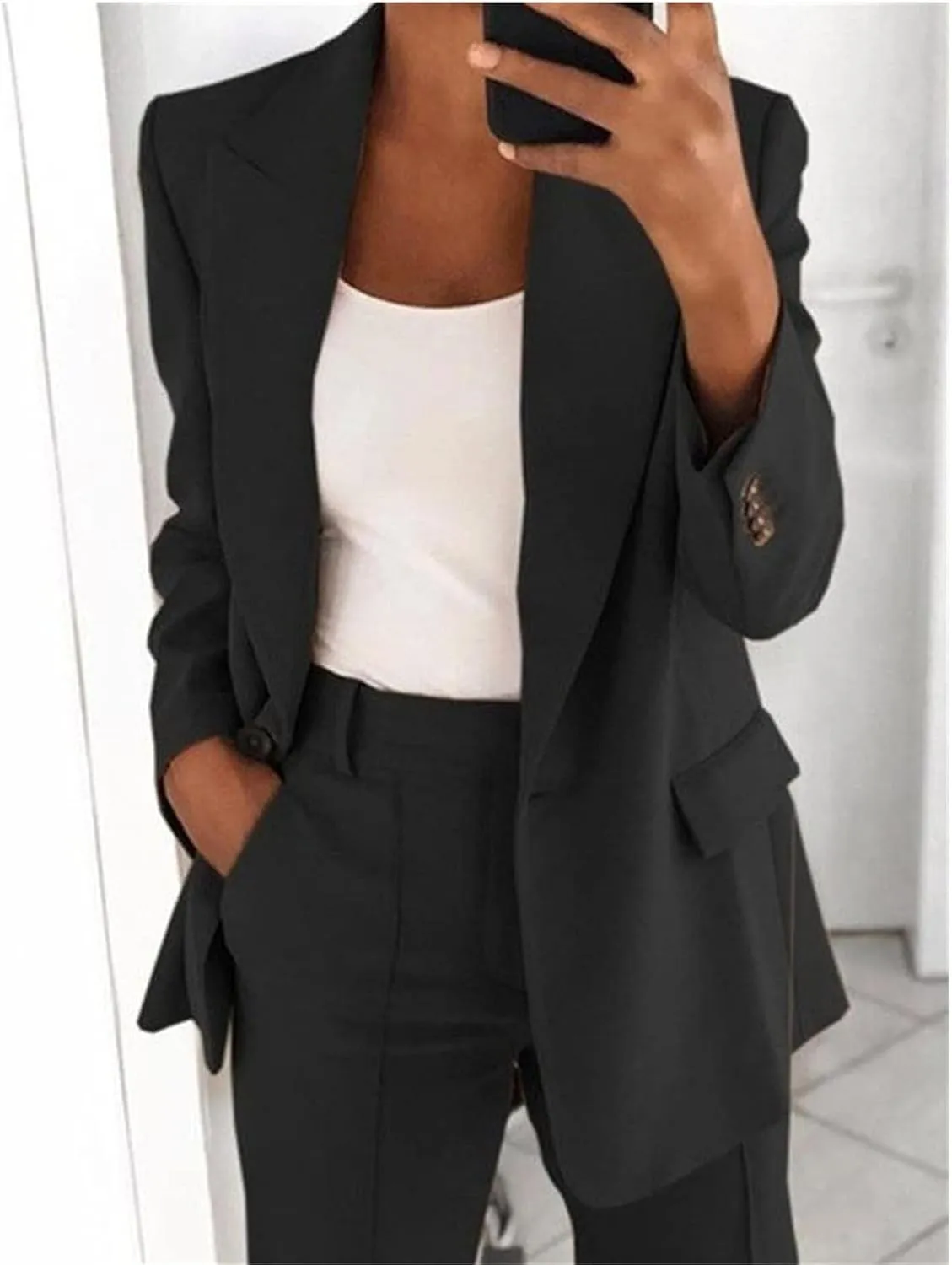 Blazer Sets Women 2 Piece Outfits Business Casual Outfits 2025 Dressy Casual Pant Suits Plus Size Wide Pants Suit Set