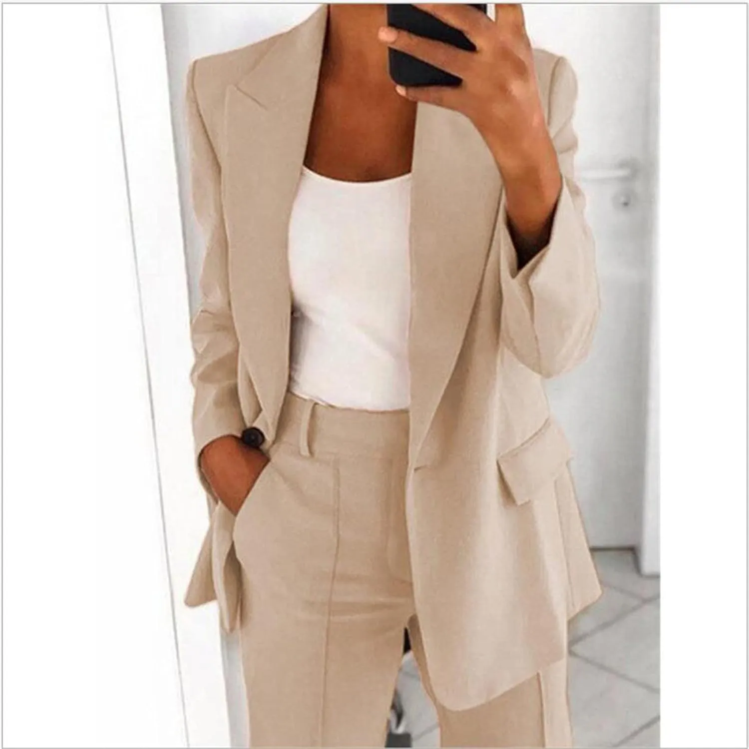 Blazer Sets Women 2 Piece Outfits Business Casual Outfits 2025 Dressy Casual Pant Suits Plus Size Wide Pants Suit Set