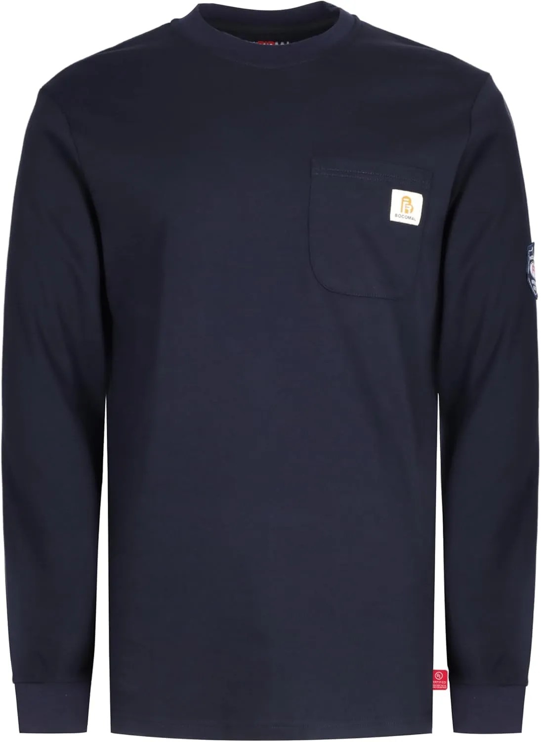 BOCOMAL FR Shirts Crewneck 7oz Midweight Flame Resistant Clothing NFPA2112 CAT2 Men's Fire Retardant Work Shirt