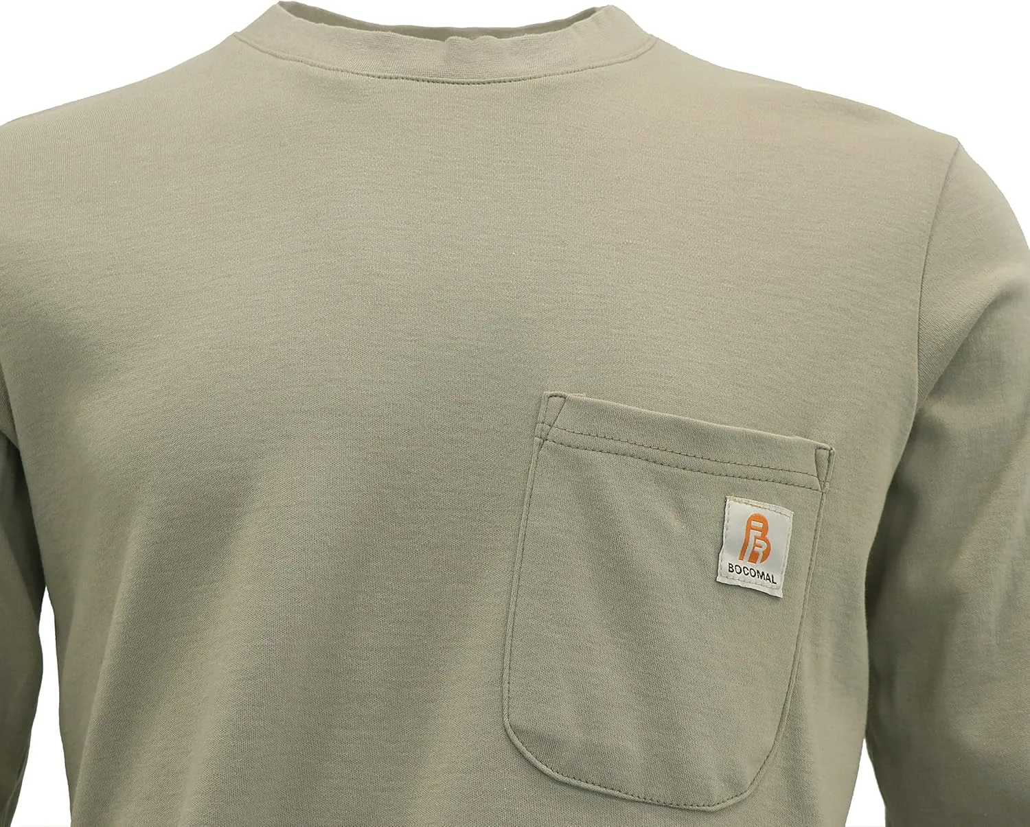 BOCOMAL FR Shirts Crewneck 7oz Midweight Flame Resistant Clothing NFPA2112 CAT2 Men's Fire Retardant Work Shirt