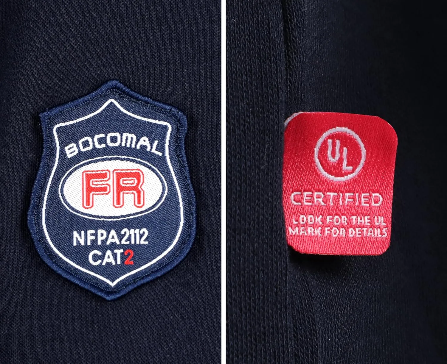 BOCOMAL FR Shirts Crewneck 7oz Midweight Flame Resistant Clothing NFPA2112 CAT2 Men's Fire Retardant Work Shirt