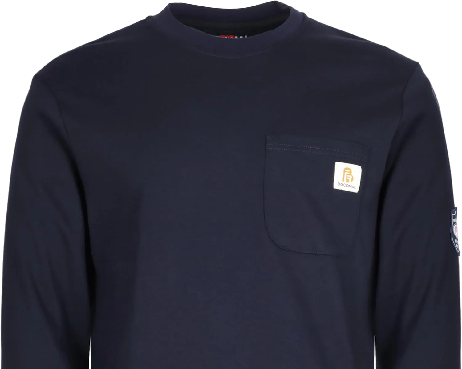 BOCOMAL FR Shirts Crewneck 7oz Midweight Flame Resistant Clothing NFPA2112 CAT2 Men's Fire Retardant Work Shirt